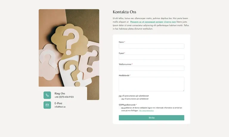 Wellness kontaktformulär