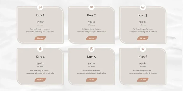 Wellness kurser översikt med ikoner