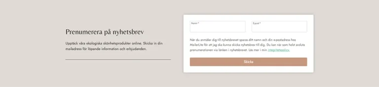 Wellness, prenumerera på nyhetsbrev formulär
